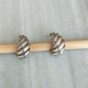 925 Silver earrings semi hoop 14k post